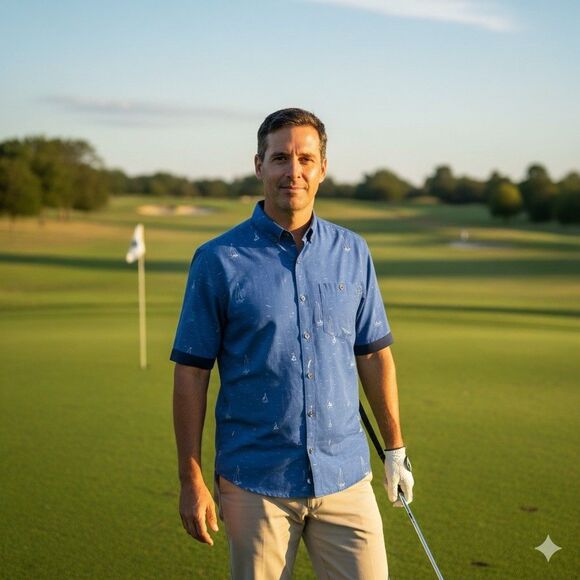 William Murray Mens M Golf Performance Button Down Shirt Sailboat Nautical - Picture 1 of 11